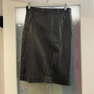 J.Crew Asymmetrical Leather Zipper Pencil Skirt